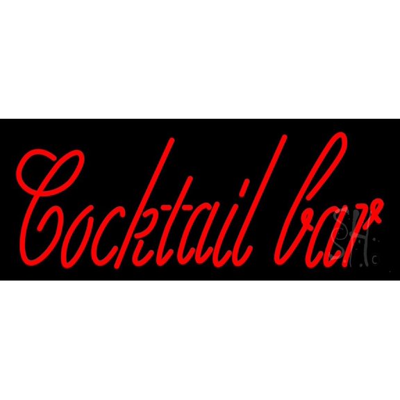 Cursive Cocktail Bar LED Neon Sign 10 x 24 - inches, Clear Edge Cut Acrylic Backing, with Dimmer - Bright and Premium built indoor LED Neon Sign for Bar decor.