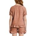 thumbnail image 4 of Amidoa Girls 2 Piece Outfits Summer Clothes Ruffle Sleeve Short Sleeve Cute T-Shirt and Shorts With Pockets Casual Kids Clothing Sets Brown Size 15, 4 of 8
