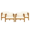 thumbnail image 6 of Miekor Furniture Outdoor Acacia Wood Club Wooden Armchair with Cushions (Set of 2), Conversation Set,Teak Finish,Beige Cushion MK3991, 6 of 12