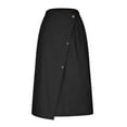 thumbnail image 4 of MIUOWANP Summer Skirts for Women 2025 Lightweight Cotton Linen Midi Skirts Casual Comfy Elastic Waist Button A-Line Skirts Black XXL, 4 of 5