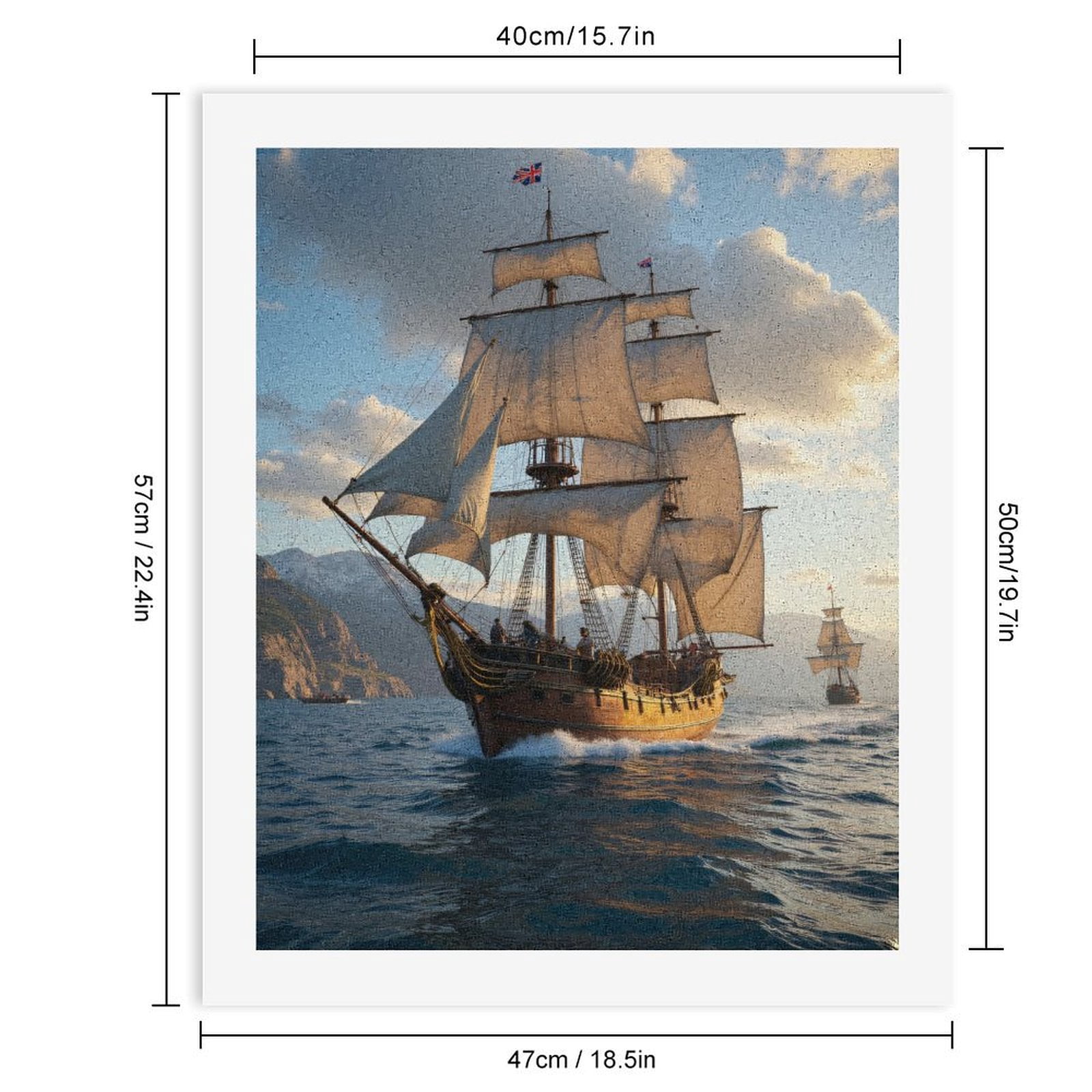 Paint By Numbers Kit for Adults Beginner - DIY Vintage Sailing Ship At Sunset Canvas Painting Kits for Adults, Frameless Paint By Number for Adults for Home Wall Decor 16x20 Inch