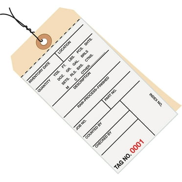 Box Partners Inventory Tags 2 Part Carbonless # 8 Pre-Wired (9500-9999) 6 1/4" x 3 1/8" White G15203