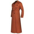 thumbnail image 5 of HaHaHappy Mens Trench Coat Double Breasted Long Jacket Casual Windbreaker Notched Lapel Belted Overcoat Orange L, 5 of 8