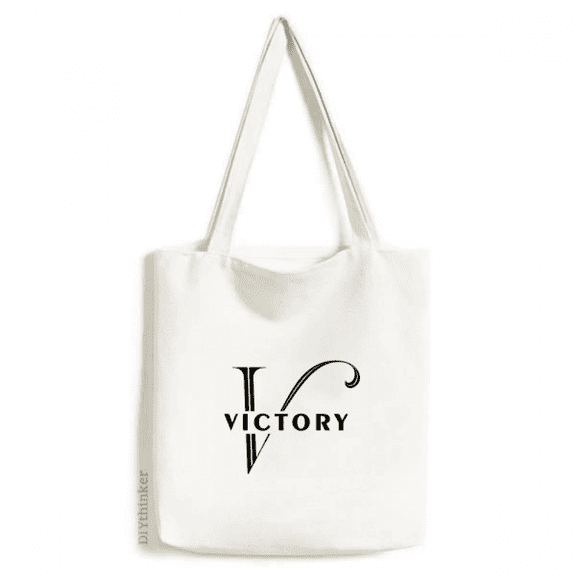 Letter Expression Victory Tote Canvas Bag Shopping Satchel Casual Handbag