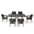 thumbnail image 4 of Noble House Wales 7 Piece Wicker Patio Dining Set in Brown, 4 of 10