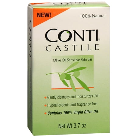 Conti Castile Olive Oil Sensitive Skin Bar Soap, Fragrance Free 3.7 oz(pack of