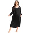thumbnail image 5 of Women Plus Size Satin Nightgown Long Sleeve Lace Trim Lightweight Pajama Full Length Sleepwear XL-4XL, 5 of 6