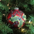 thumbnail image 2 of Northlight 4" Geometric Plaid Mistletoe Ball Glass Christmas Ornament - Red/Green, 2 of 3