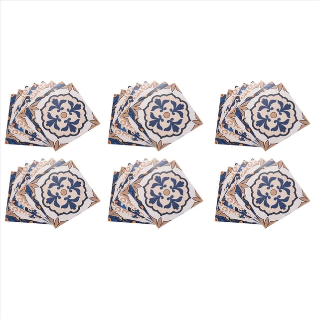 60Pcs Moroccan Style Tile Stickers Waterproof Wall Stickers Bathroom Art Decor,6X6 Inch,60 x tile stickers,Color mixing