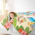 thumbnail image 3 of Castle Fairy Cartoon Beach Flamingo 7-Piece Twin Bedding,Cocktail Hibiscus Tropical Border Bedding Comforter Set,Pink Sand,Reversible, 3 of 7