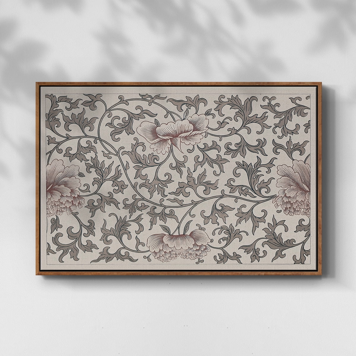 Vintage Abstract Print-XVII Framed in Walnut Wood Gallery Wrapped Canvas 17 in. x 25 in.