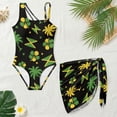 thumbnail image 3 of Xixirimido Hibiscus Floral Palm Jamaican Flag Print Girls One Piece Bathing Suit with Mesh Cover Up, Adjustable Strap Swimwear One Shoulder Swimsuit for Girl with Removable Pad, Size 7-8 Years, 3 of 7