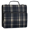 thumbnail image 2 of Haosy 3 Ring Zipper Binder with Shoulder Strap Waterproof Trapper Keeper 2 Inch D-Ring 500 Sheets Capacity, Dark Navy Blue Plaid, 2 of 8