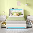 thumbnail image 1 of Greenstell Smart Charging Storage Bed Frame - 900lbs Capacity Noise-Free, Twin, Off White, 1 of 7