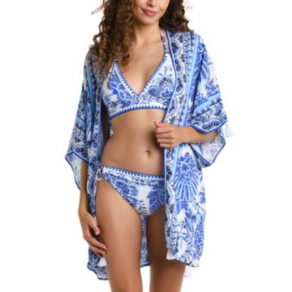 La Blanca Womens Beyond Printed Kimono Blue ONE SIZE