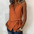 thumbnail image 5 of Outfmvch Sleeveless Linen Tops for Women Cotton Linen Sleeveless Tops for Women Vest Tops Women Linen Sleeveless Tops for Women Sleeveless Vest for Women Linen Blend Tops For Women Orange L, 5 of 8
