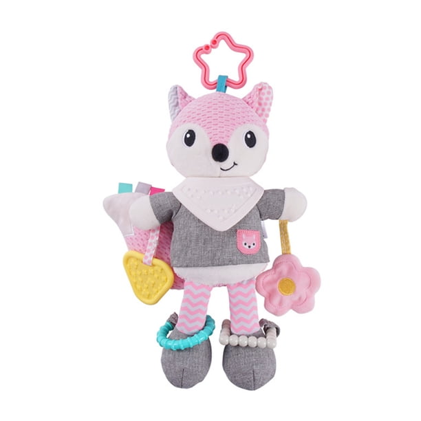 Teissuly Baby Activity and Teething Toy with Multi-Sensory Rattle and Textures & Crinkle Sound Paper Stuffed Animals with Jingle Bell(Fox) Teissuly WER202310231739