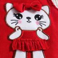 thumbnail image 6 of TOWED22 Infant Girl Clothes Fall Winter Outfits 3pc Clothing Set Long Sleeve Crew Neck Pattern Print Romper Jumpsuit Flare Pants Headband Baby Girl Set(Red,6-9 M), 6 of 9
