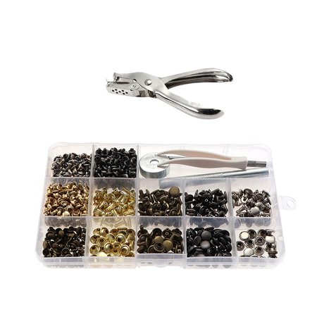 

240 Sets 6mm-8mm Metal Double Cap Rivets For Leather Belt Wallet Bag Clothes Round Metal Rivet Tools Kit with Installation Kit Assortment Box