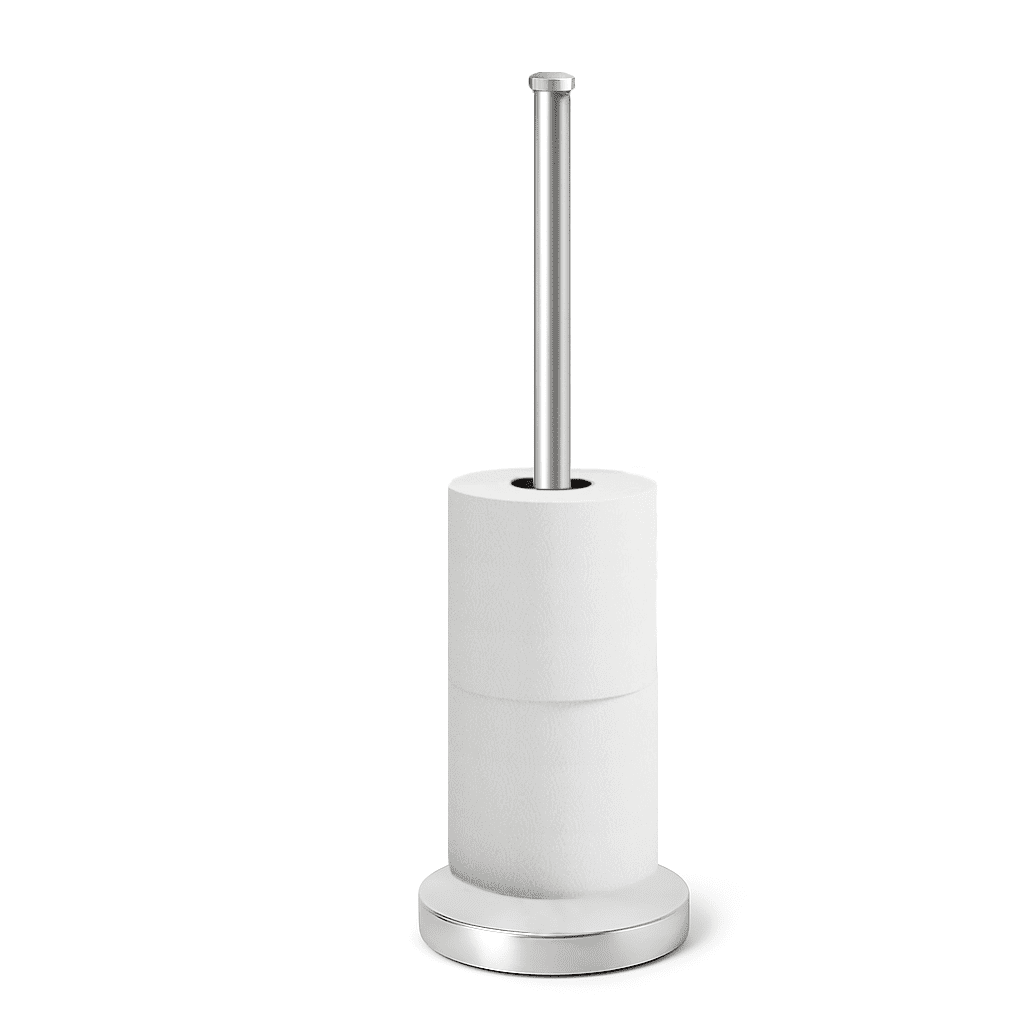 21.7" Tall - Silver Chrome Toilet Paper Storage Stand Holder
