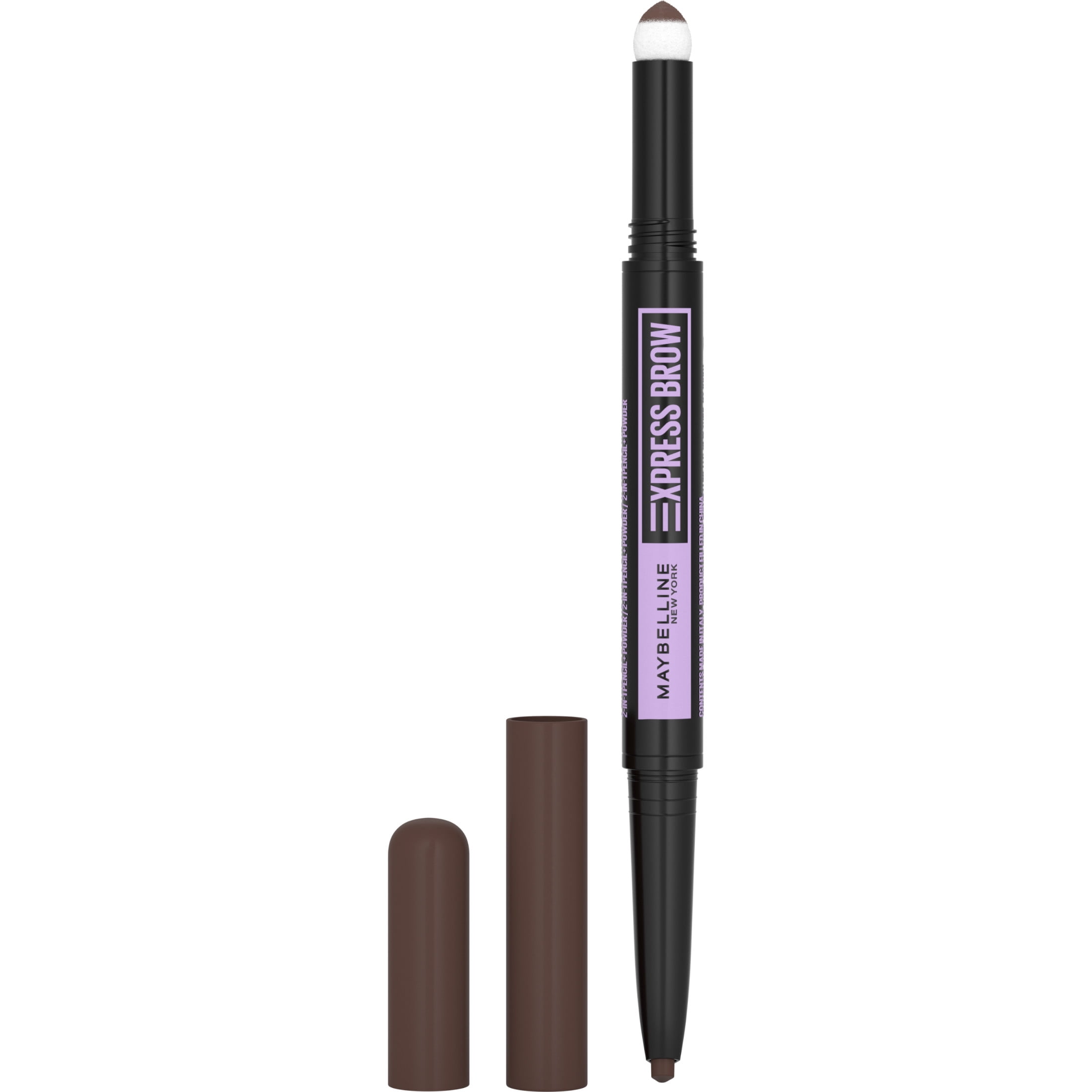 (4 pack) Maybelline Express Brow 2-in-1 Pencil and Powder Eyebrow Makeup, Deep Brown