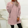 thumbnail image 3 of Fleece Pullover Women Fuzzy Cozy Sweaters For Women Crew Neck Sweatshirts Thermal Warm Oversized Tops With Pockets Pink 3XL, 3 of 5