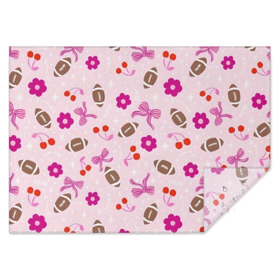 Pink Football and Flowers Pattern Rectangle Tablecloth 60"x84",Waterproof Polyester Rectangle Table Cloth, Wipeable Spillproof Polyester Tablecloth for Dining, Camping, Indoor and Outdoor