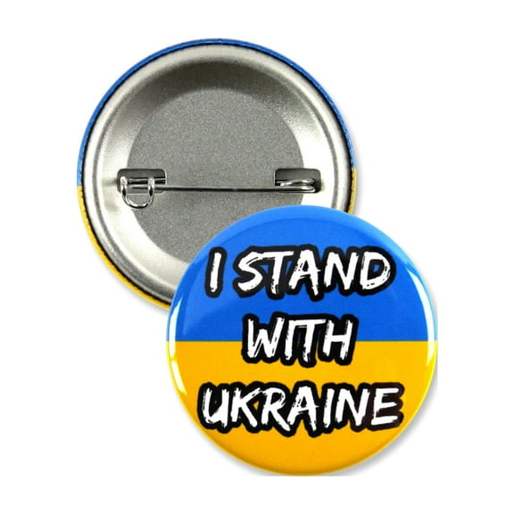 25 Pack - I Stand With Ukraine Pinback Button Badges - 1.5 Inch