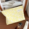 thumbnail image 5 of Large Cosmetic Bag for Women, Cute Floral Makeup Pouch with Zipper, Water Resistant Polyester Travel Toiletry Organizer for Skincare Stationery, Blue, 5 of 5