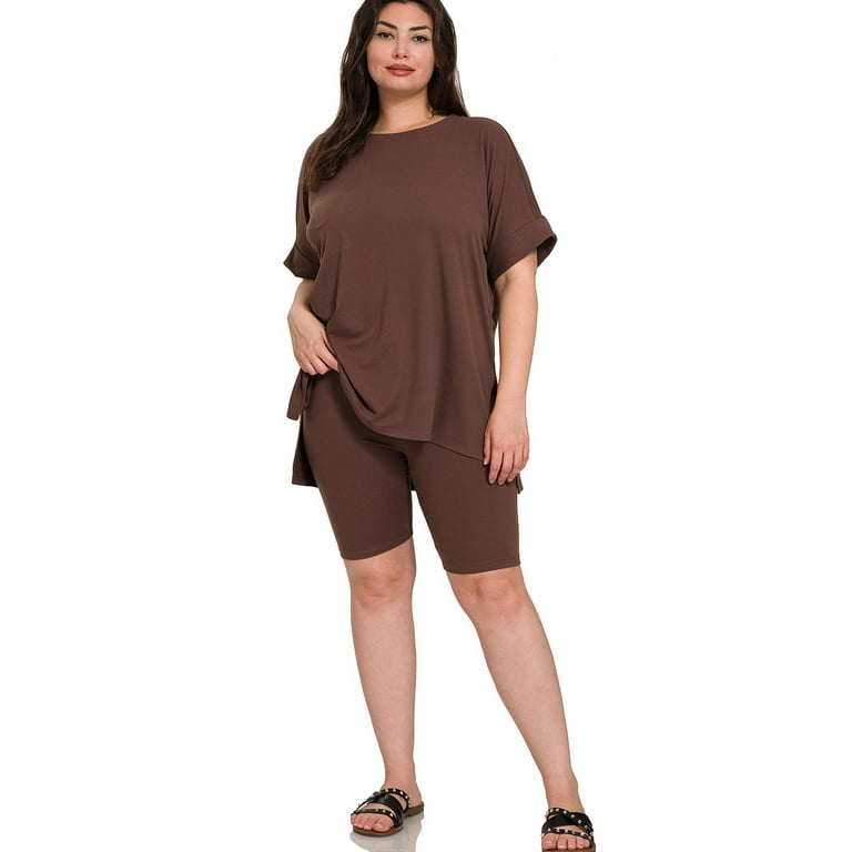 Zenana Women's Brushed DTY Microfier Round Neck Short Sleeve