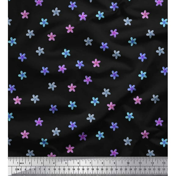 Soimoi Cotton Duck Fabric Plumeria Floral Decor Fabric Printed Yard 42 Inch Wide