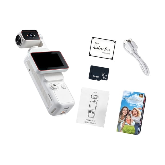 Handheld Digital Camera with Auto-Rotating Lens, 48MP Hinged Display and Physical Controls for Video Journals and Travel