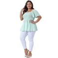 thumbnail image 3 of DARING DIVA Women's Plus Square Neck Ruffle Hem Blouse 4X Light Green, 3 of 6
