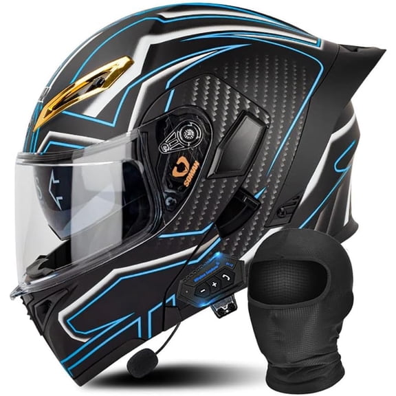Modular Bluetooth Motorcycle Helmet DOT/ECE Approved Flip Up Full Face Dual Anti-Fog Visors Built-in MP3 for Adults Men Women S-XXL 55-64cm