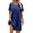 Navy Blue, variant on Women's Satin Nightgown Short Sleeve Sleep Dress Casual V Neck Nightshirt Silk Sleepwear Plus Size
