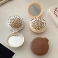 thumbnail image 3 of 1 Pce Ensemble de Mini Peigne Mignon Couleur Abricot & Miroir, Peigne de Massage Portable Coussin d'Air Rond avec Miroir de Poche Pliable, Outil de Coiffure Compact pour Femmes & Filles., 3 of 6
