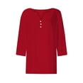 thumbnail image 4 of Women's 3/4 Sleeve V-Neck Eyelet Top 2025 - Summer Holiday Tunic Blouse | Yubnlvae | Summer Tops for Women 2025 Trendy 3/4 Sleeve V Neck Eyelet Shirts (Red | 3XL), 4 of 4