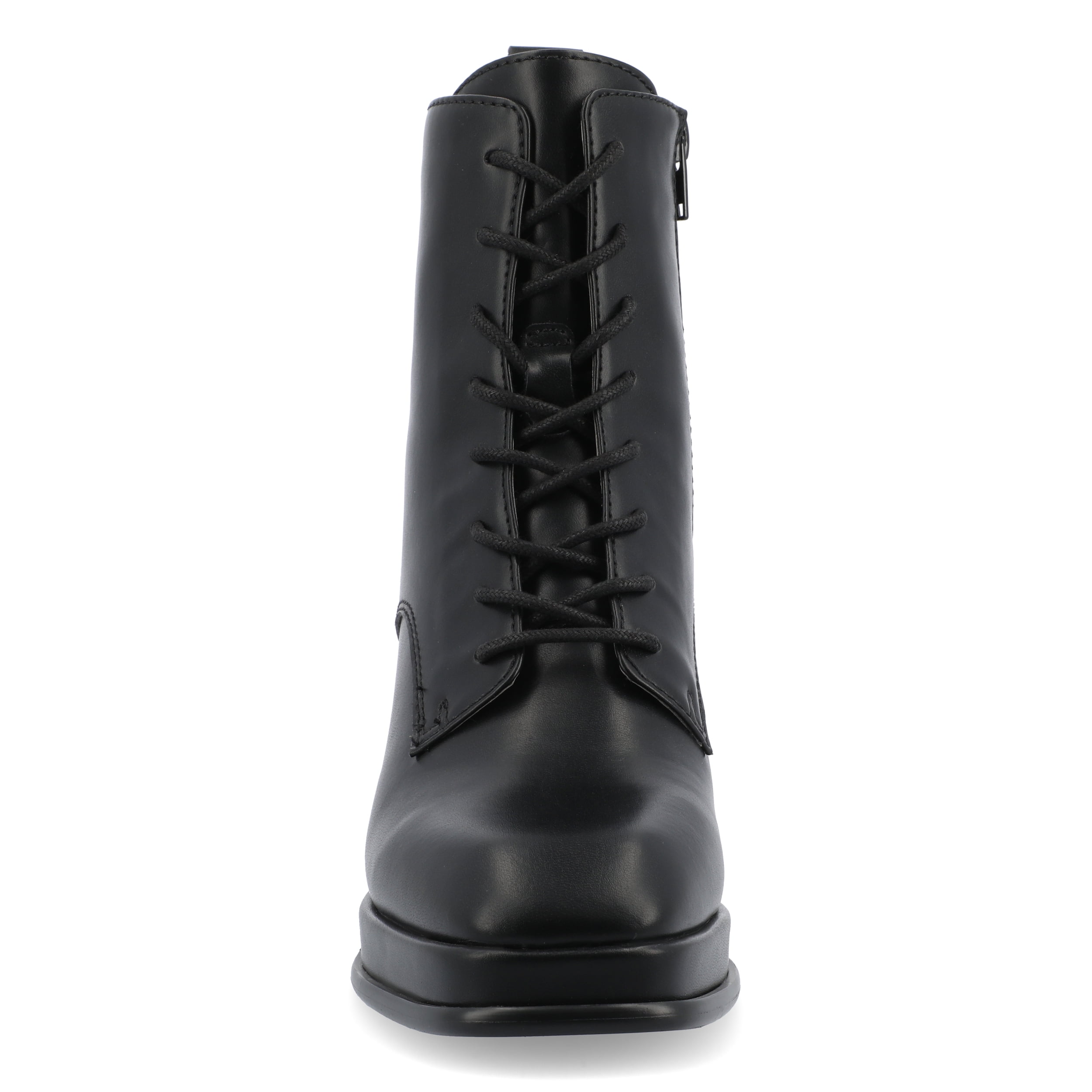 Journee Womens Kalindi Lace Up and Zip Entry Square Toe Booties, Widths Available