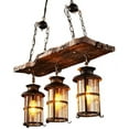 thumbnail image 6 of Anqidi 3 Heads Rustic Wood Hanging Chandelier Industrial Ceiling Light Farmhouse Pendant Lamp Fixture 110V, 6 of 12