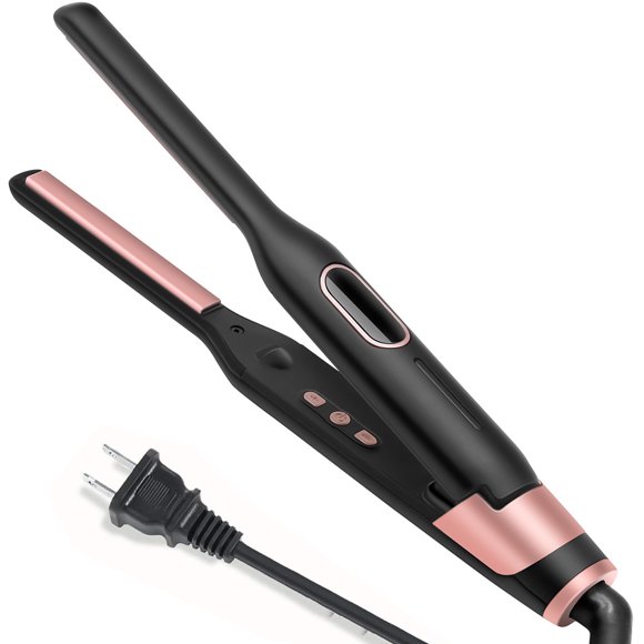 Pencil Flat Iron for Edges, Small Flat Irons for Short Hair, 3/10 Inch Small Hair Straightener for Men, Ceramic Mini Flat Iron for Pixie & Beard, 15s Fast Heat up, Dual Voltage, Auto Shut Off