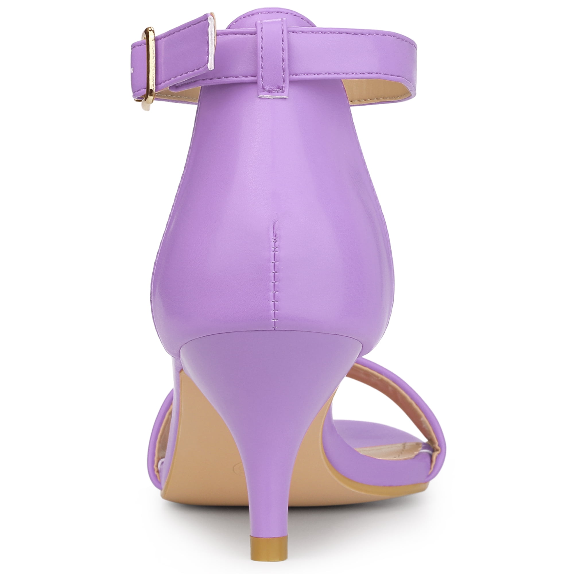 DARING DIVA Stylish Women's Ankle Strap Black Kitten Heel Sandals 10 Purple