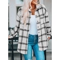 thumbnail image 3 of Asyoly Womens Plaid Shirt Jacket Long Sleeve  Flannel Lapel Button Down Shacket Jacket Boyfriends Oversized Check Shirt Coats, 3 of 6