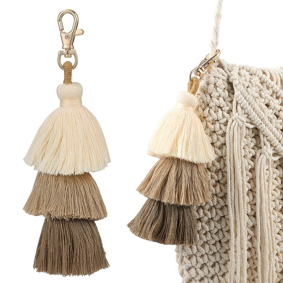 ibasenice Bag Keychain Accessories Cotton Tassel Keychain Multi-layered Fringe 1Pcs
