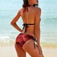 thumbnail image 3 of Women's Summer Red Wave Bikini Summer Triangle Bathing Suit Tie String Thong, 3 of 4