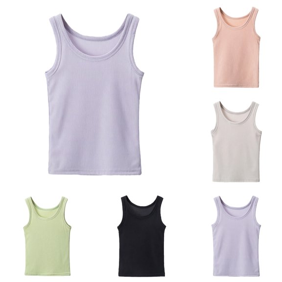 Dpytoraw Girls Lightweight Ice Silk Sleeveless Tank Tops,Cool Breathable Summer Shirts 2-12Y
