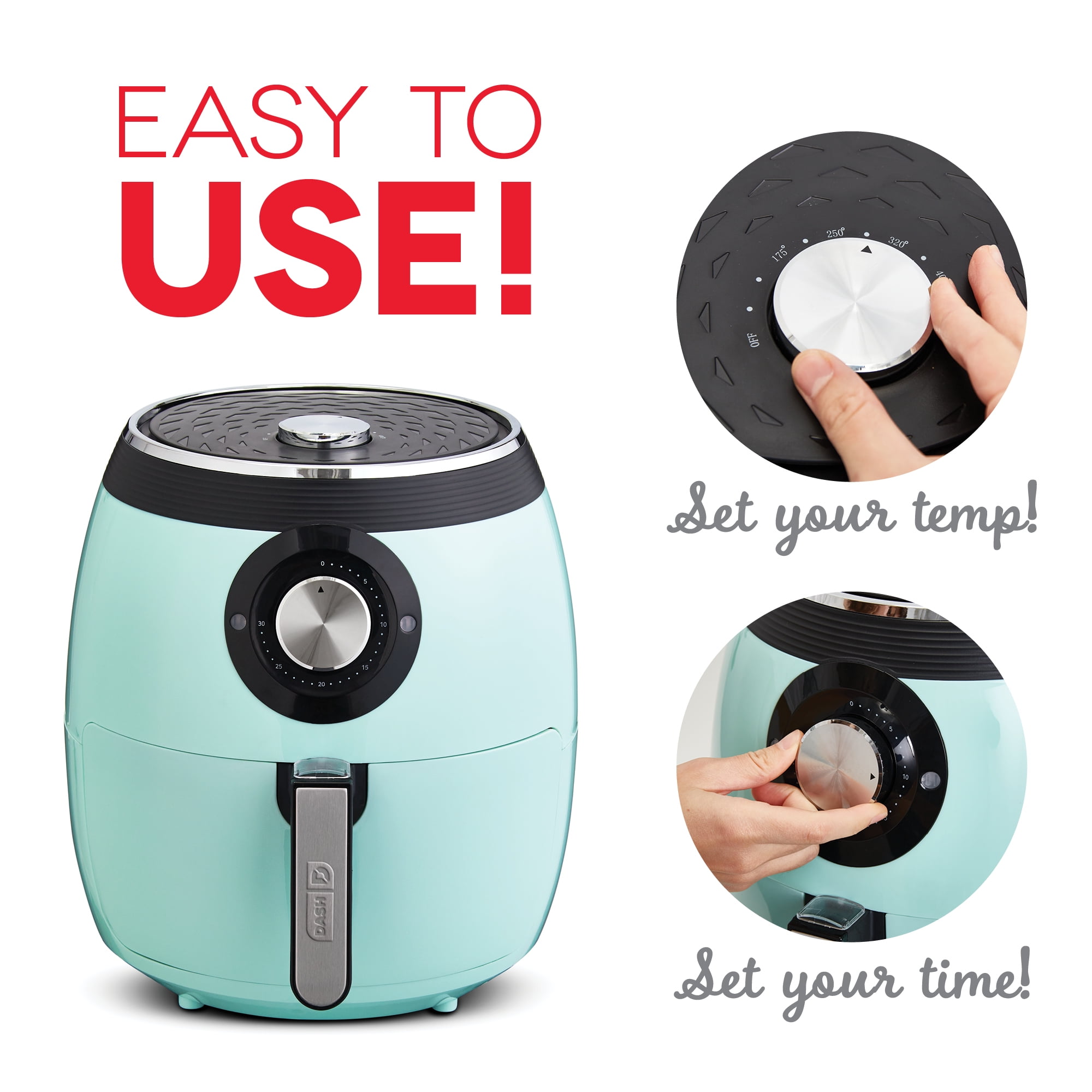Dash Deluxe Electric Air Fryer + Oven Cooker with Temperature Control, Non-stick Fry Basket, Recipe Guide + Auto Shut Off Feature, 1700-Watt, 6 Quart, Aqua