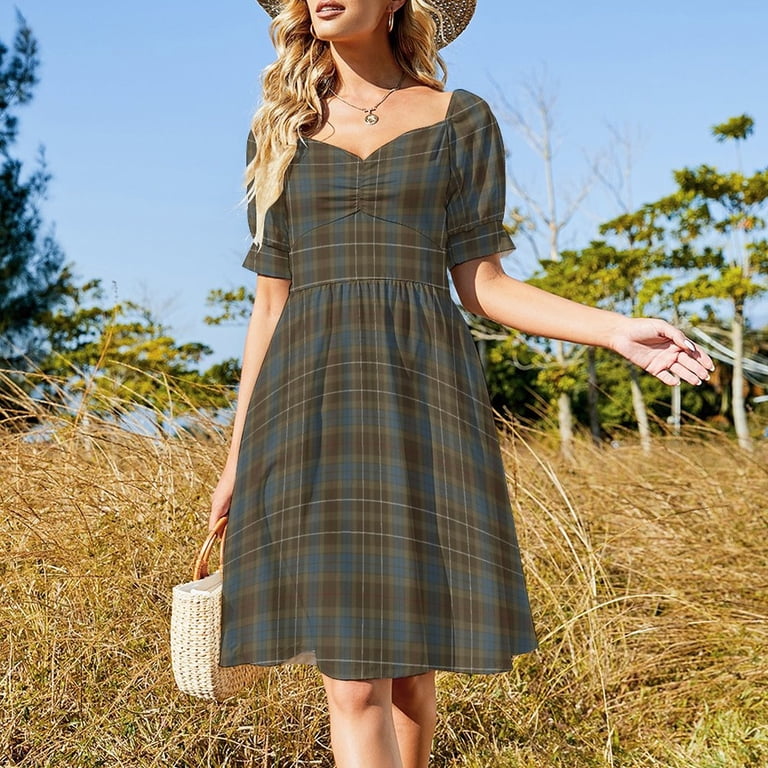 open lace back dress Rose Tartan Dress