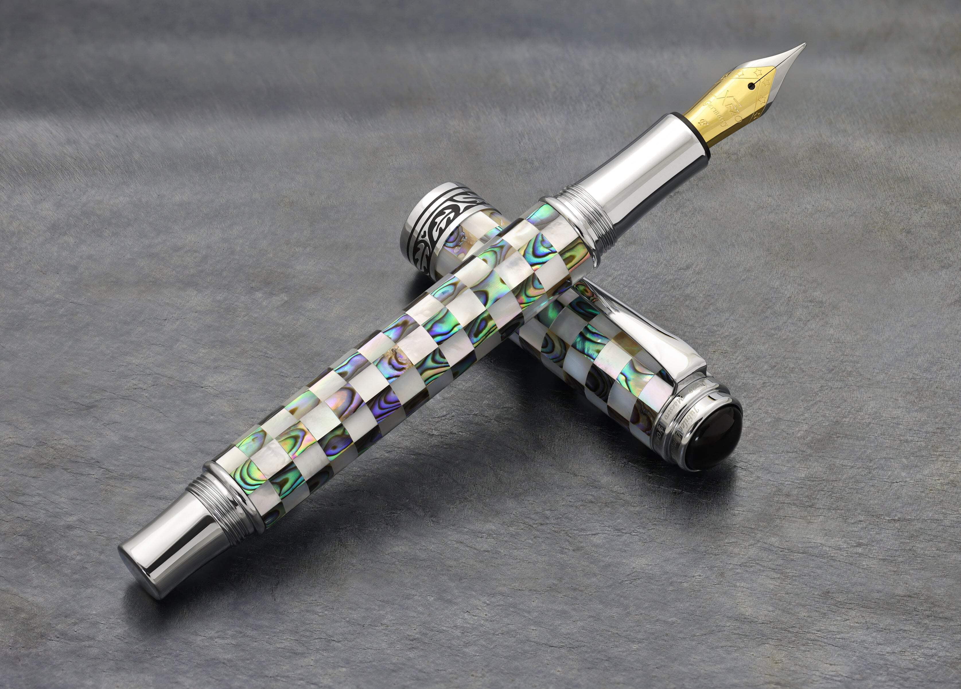 Xezo Xezo Maestro® Jubilee Classic of The Ocean Fountain Pen (Fine/Extra Fine Nib) - Paua Abalone  Oceanic White Mother of Pearl