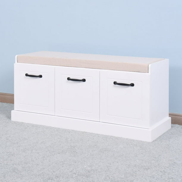 Tcbosik Storage Bench with 3 Drawers & Padded Seat Cushion, Hallway