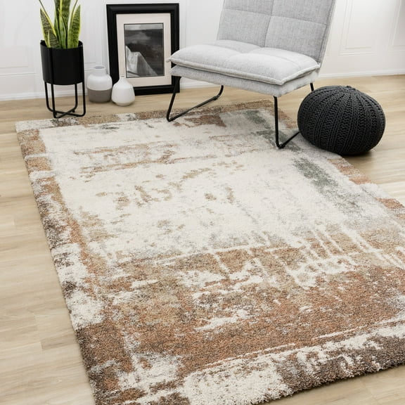 Rug Branch Contemporary Distressed, Organic White Indoor Area Rug - 8' x 11'